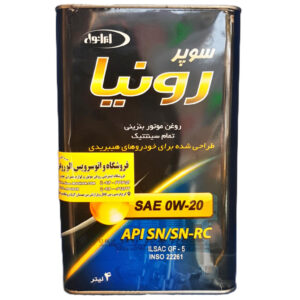 روغن موتور ایرانول سوپر رونیا 0w20 (چهار لیتری) SN